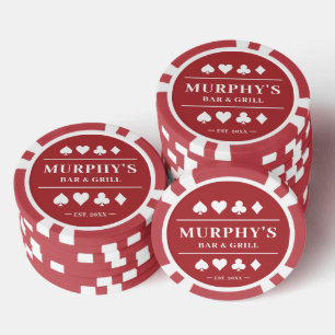 Personalised Red Custom Name Vegas Style Casino Poker Chips