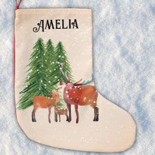 Personalised Red Deer Small Christmas Stocking