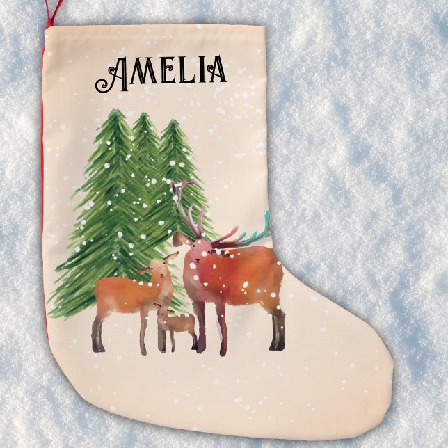 Personalised Red Deer Small Christmas Stocking (Creator Uploaded)