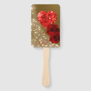 Personalised Red Diamond Rose Set of Fans