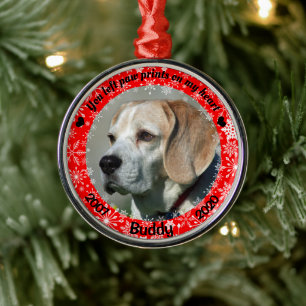 Personalised Red Dog Memorial Metal Ornament