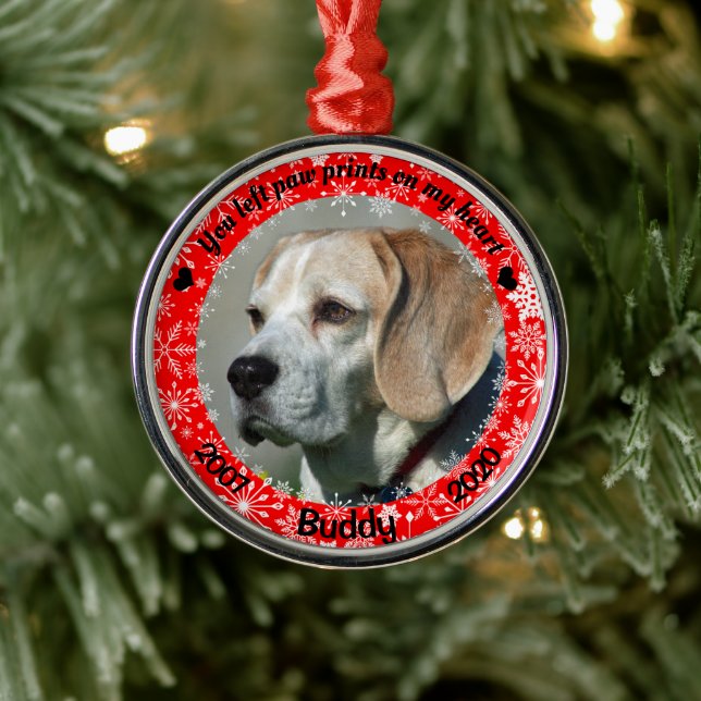 Personalised Red Dog Memorial Metal Ornament (Tree)