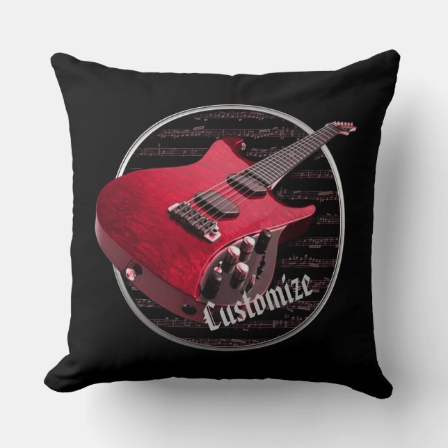 Personalised Red Electric Guitar Cushion (Front)