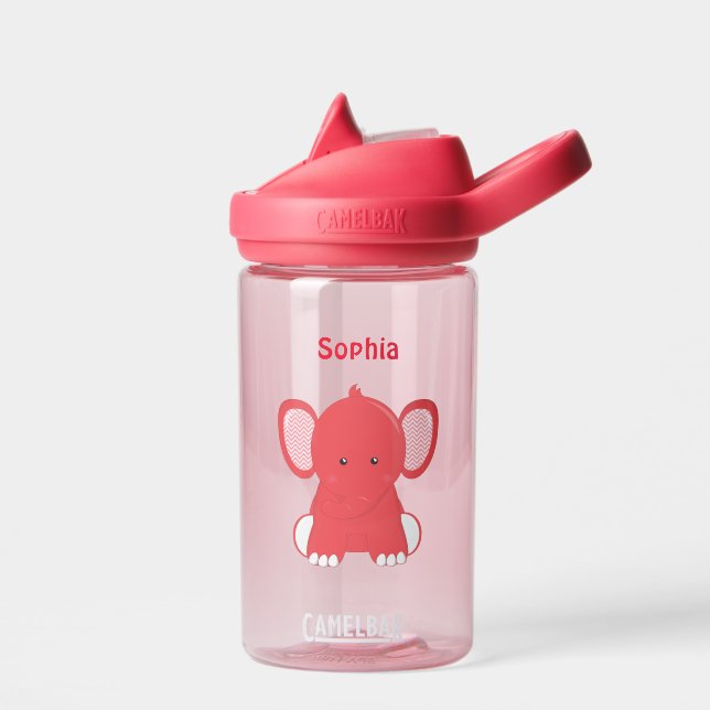 Personalised Red Elephant Water Bottle (Left)