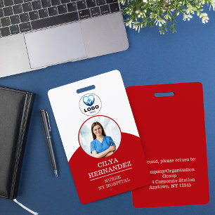 Personalised Red Employee Photo ID Badge