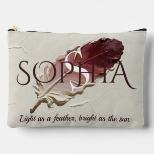 Personalised Red Feather Custom Name Monogram Accessory Pouch