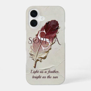 Personalised Red Feather Custom Name Monogram iPhone 16 Case
