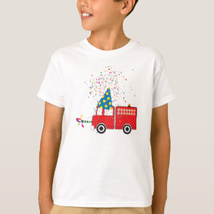 Personalised Red Fire Truck Birthday Party  T-Shirt