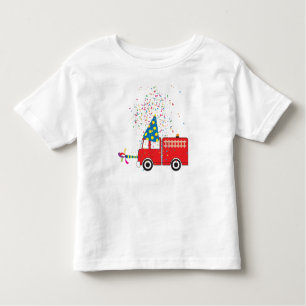 Personalised Red Fire Truck Birthday Party  Toddler T-Shirt