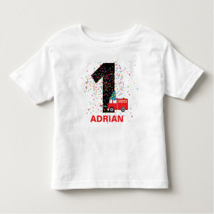 Personalised Red Fire Truck Birthday Party Toddler T-Shirt