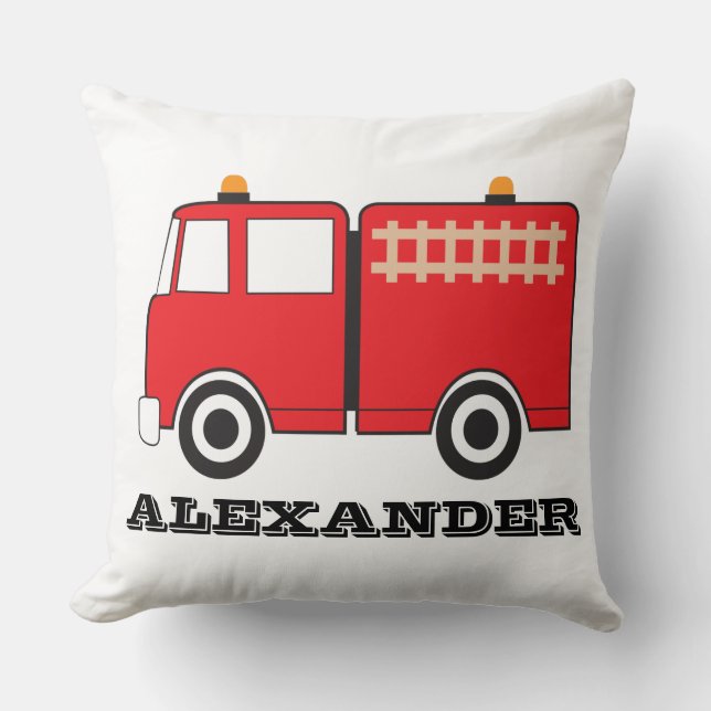 Personalised Red Fire Truck Cushion (Front)