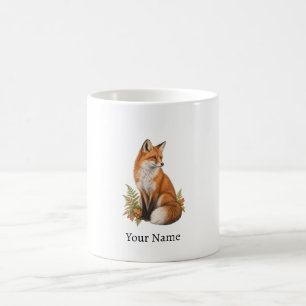 Personalised Red Fox Name Woodland Gift Coffee Mug