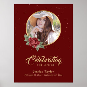Personalised Red Funeral Photo Welcome Sign