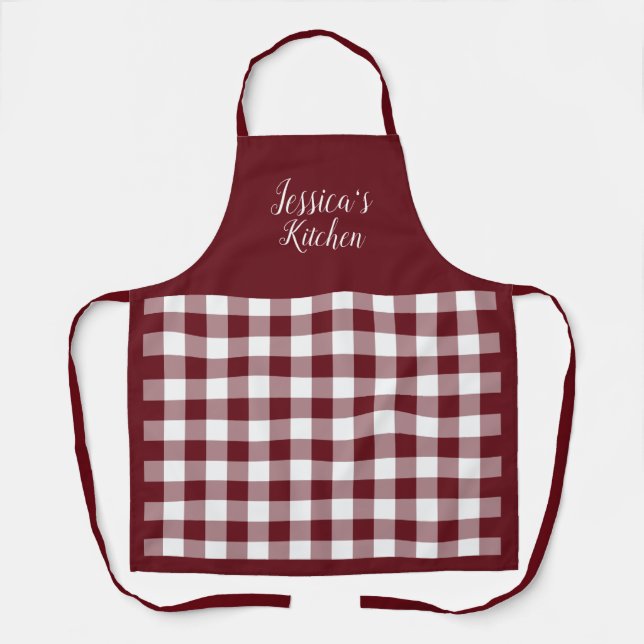 Personalised Red Gingham Apron (Front)