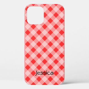 Personalised red gingham pattern iPhone 6 case