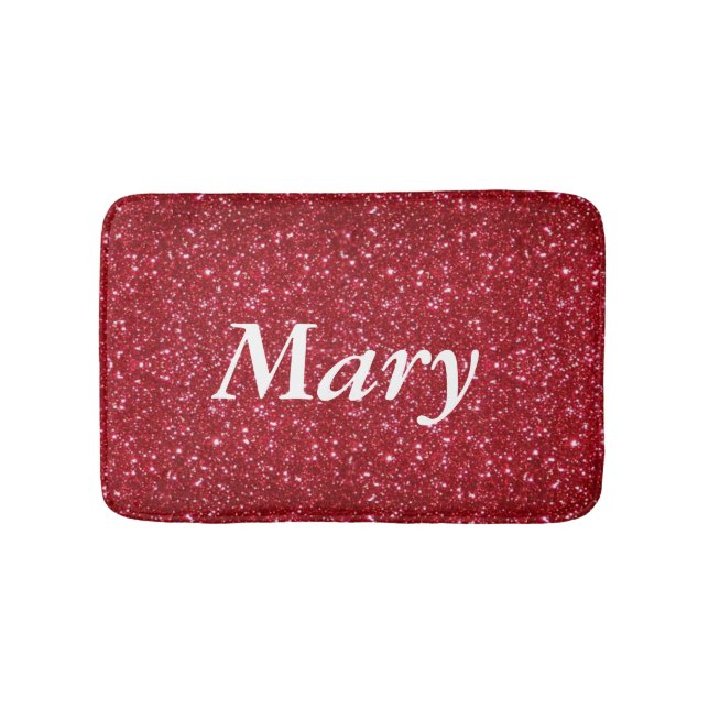 Personalised Red Glitter Bath Mat (Front)