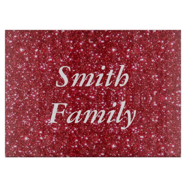 Personalised Red Glitter Cutting Board (Front)