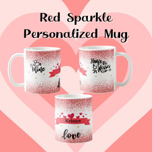 Personalised Red Glitter Romantic Coffee Mug