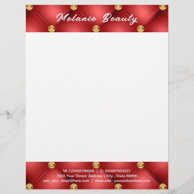 Personalised Red Gold Diamond Framed Letterhead (Front)