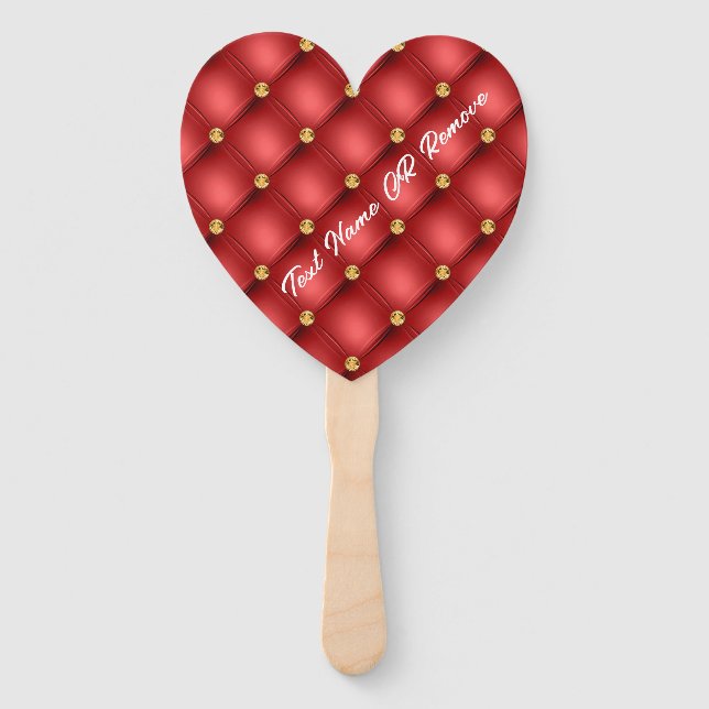 Personalised Red Gold Hand Fans with Custom Text (Front)