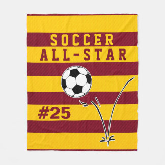 Personalised Red & Gold SOCCER Blanket