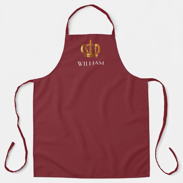 Personalised Red Golden Crown  Apron (Front)