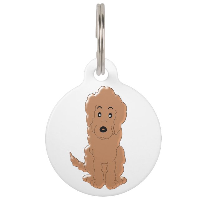 Personalised Red Goldendoodle Dog Design Pet Tag (Front)