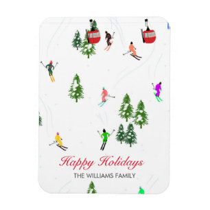 Personalised Red Gondola Ski Holidays Illustration Magnet