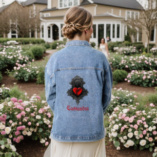 Personalised Red Goth Heart  Denim Jacket
