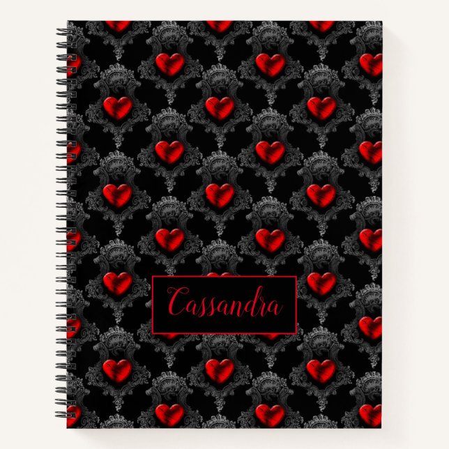 Personalised Red Goth Heart Notebook (Front)