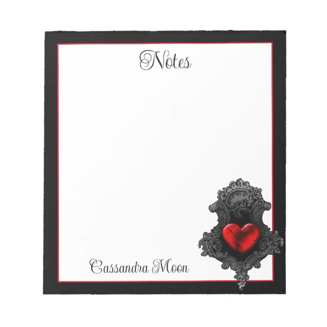 Personalised Red Goth Notepad (Front)