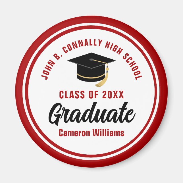 Personalised Red Graduate Commemorative Magnet (Front)
