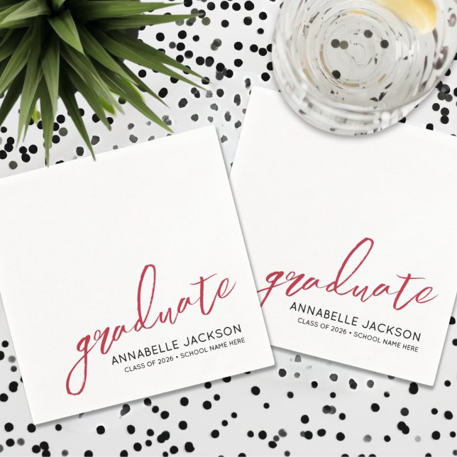 Personalised Red Graduation Napkins (Personalized Red Graduation Napkins)