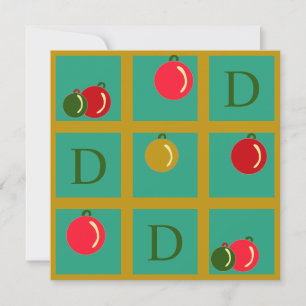 Personalised Red Green and Gold Ornament Christmas Holiday Card