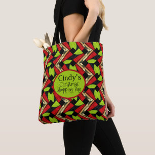 Personalised Red & Green Christmas Tote Bag