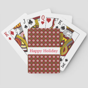 Personalised Red Green Floral Happy Holiday Playing Cards