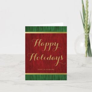 Personalised Red Green Gold Elegant Holiday Card