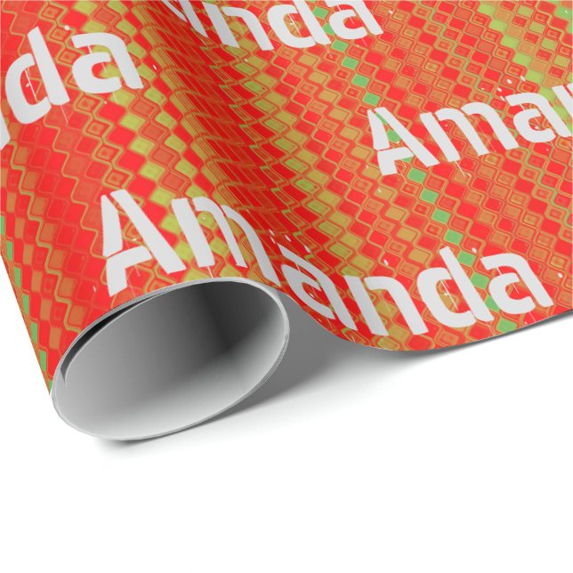 Personalised Red Green Gold Striped Wrapping Paper (Roll Corner)