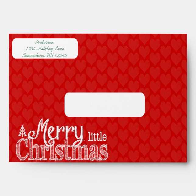 Personalised Red Green Holly Happy little Holiday Envelope (Front)