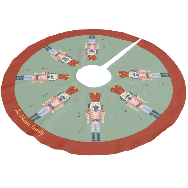 Personalised Red Green Nutcracker Ballet Music Brushed Polyester Tree Skirt (Angled)