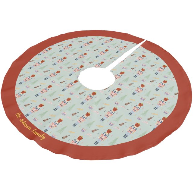 Personalised Red Green Nutcracker Ballet Music Brushed Polyester Tree Skirt (Angled)