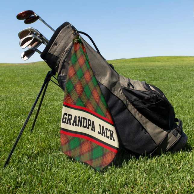  Personalised Red Green Plaid Tartan Golf Towel (For the golfers!)