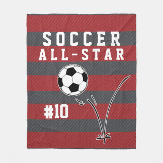 Personalised Red & Grey Soccer Blanket