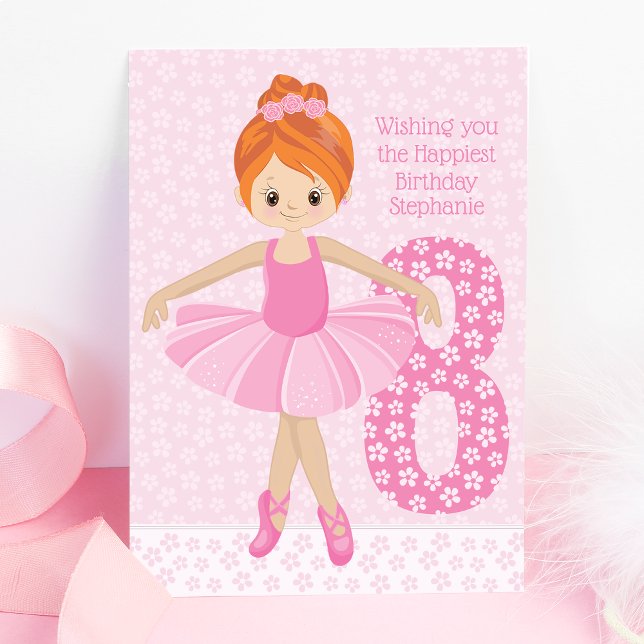 Personalised Red Hair Ballerina Birthday Card (Creator Uploaded)