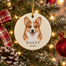 Personalised Red-Headed Corgi Name & Year