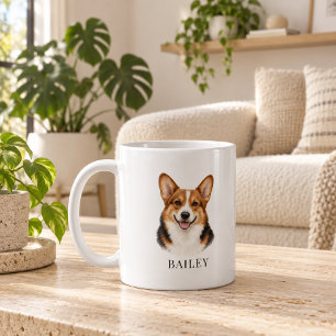 Personalised Red-Headed Tricolor Corgi Name & Year Coffee Mug