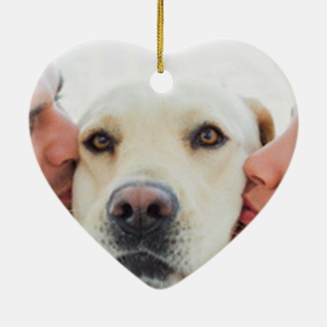 Personalised red heart couple photo Name Wedding  Ceramic Ornament (Back)