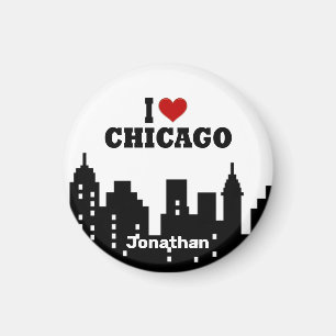 Personalised Red Heart I Love Chicago   Magnet