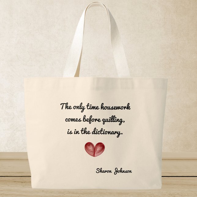 Personalised Red Heart Quilling Quote, Jumbo Tote (Creator Uploaded)