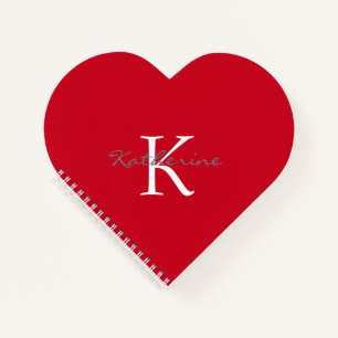 Personalised Red Heart Shaped  Notebook